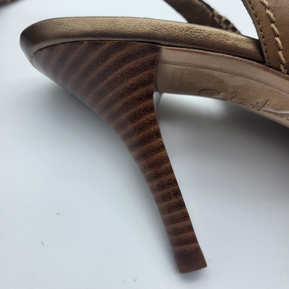 Cole Haan Women's Tan Leather With Woven Trim Slingback Heels Sz 8 - Picture 8 of 10